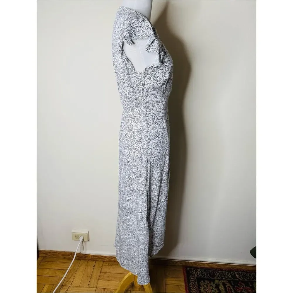 Abercrombie White and Black Print Asymmetrical Wrap Maxi Dress
